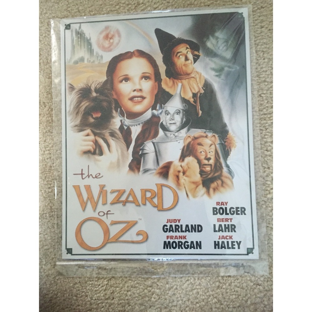 Wizard of Oz Collectible Tin Metal Signs 12x16 and Small Canvas Art Lot 4pc